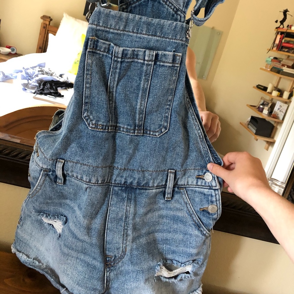 PACSUN light wash denim overalls (S)